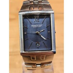 Kenneth Cole Blue Dial Tank Integrated Bracelet Watch Men's 28x35mm